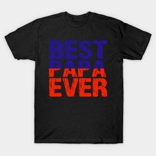 Best Papa Ever Haitian Creole Dad Father Haiti Flag Distressed T-Shirt